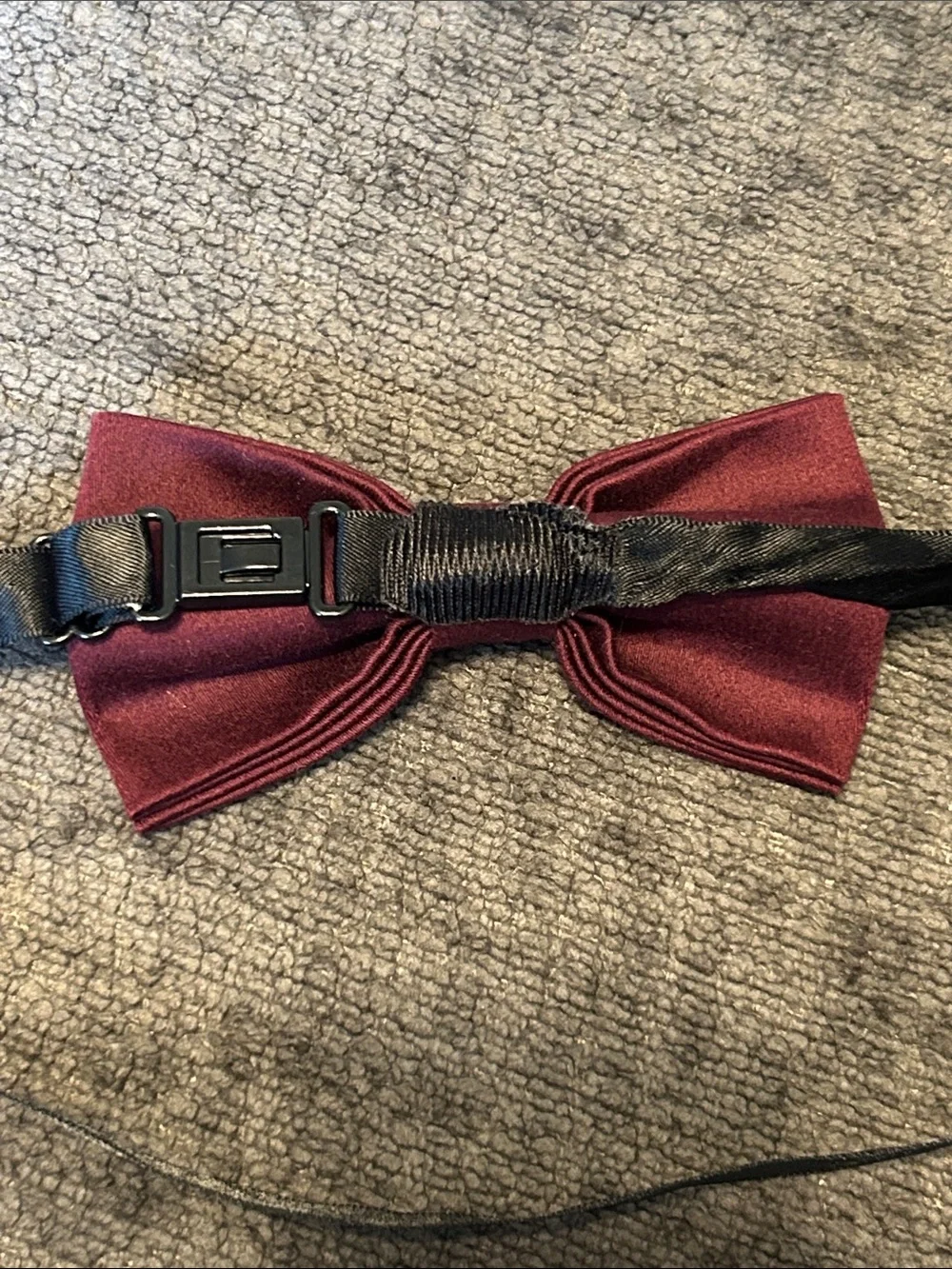 Classic Burgundy Bow Tie with Black Strap